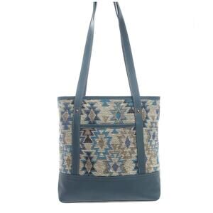 NWT Boutique Boho Zephyr Mesa Concealed-Carry Blue Canvas Tote Bag